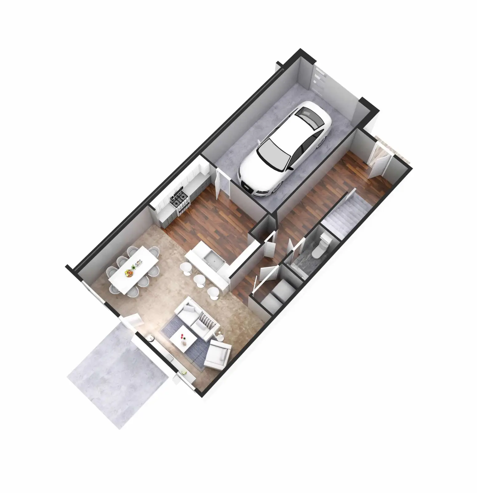 Riverside Townhome 1st floor 3D plan
