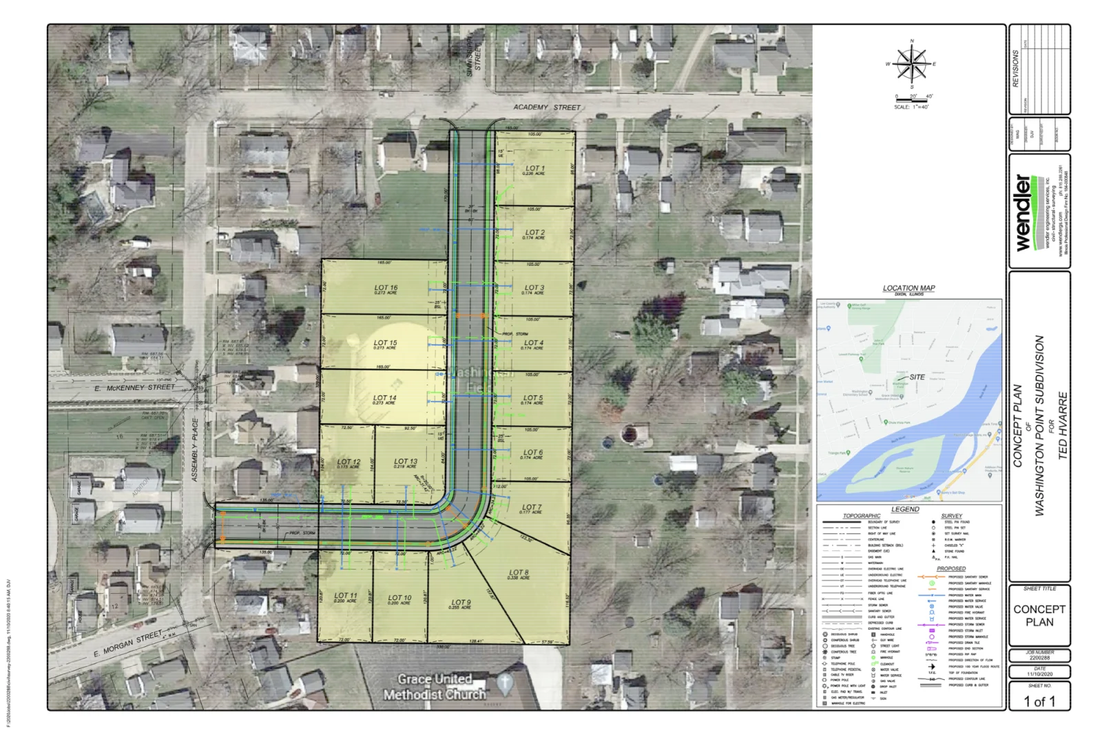 Washington Point site plan: the lots along Sinnissippi Street, Dixon IL